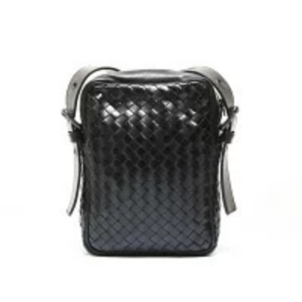 Bottega Veneta Intrecciato Leather Shoulder Bag Black